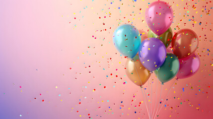 Fototapeta na wymiar Color balloons composition background - Celebration design banner
