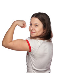 Strength Unleashed: A Woman Flexes Muscles