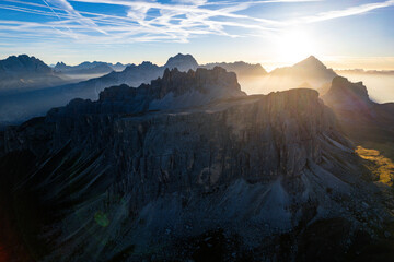 Passo di Giau - Dolomites at sunrise - The stunning mountains of the Dolomiti behind Cortina...