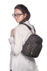 Adventure Awaits: Woman Embracing Exploration With Glasses and Backpack