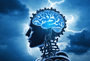 Functioning human body and brain. Electrical activity. - 770067731