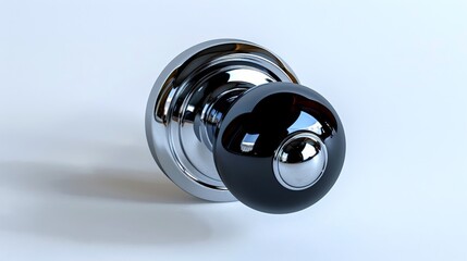 Modern sleek Black Nickel Latch Door Handle isolated on white background. Contemporary doorknob with a glossy finish. Concept of minimalist design, stylish interiors, simplicity - obrazy, fototapety, plakaty
