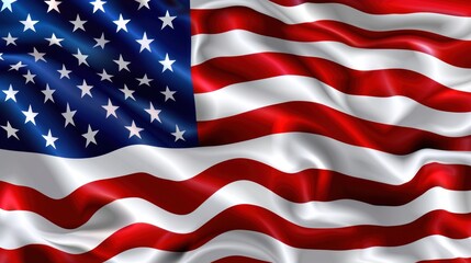 Close-up of American flag wave - obrazy, fototapety, plakaty