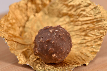 chocolate with chestnut sweet bonbon with chocolate coating isolated