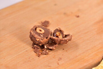 chocolate with chestnut sweet bonbon with chocolate coating isolated