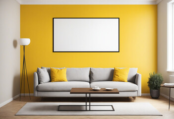 Yellow grey design interior with mockup frame - 770069568