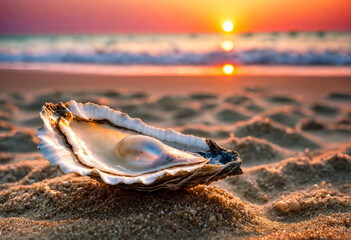 Seashell on sand beach. Tropical holiday - 770070177