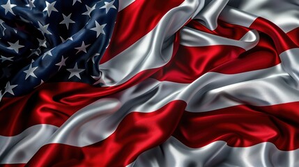 Close-up of American flag wave - obrazy, fototapety, plakaty
