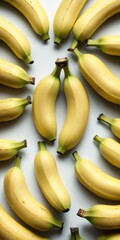 Banana fruits on white. Top view flat lay - 770071329