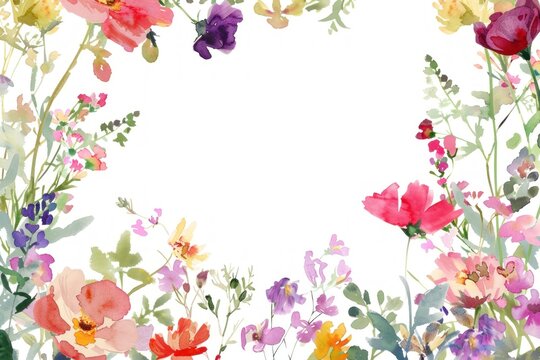 A watercolor background of wildflowers