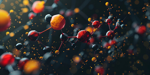 Water drops on a colorful background 3d cinematic water drops with red fire and navy color design.AI Generative