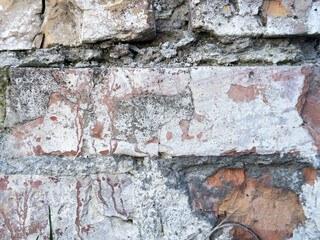 Texture of an old loose light brick wall. texture brick background