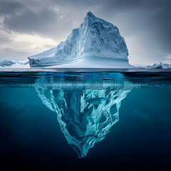 An Iceberg showing the majority of it is under the ocean - obrazy, fototapety, plakaty