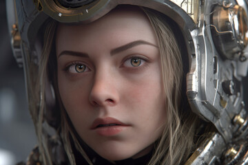 Futuristic woman like cyber-robot