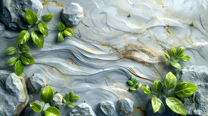 Abstract quartzite stone organic nature leaves wallpaper background. 3d render illustration.