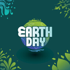 Hand-drawn world earth day typography mnemonic with beautiful background vector