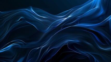 Obraz premium Abstract fluid forms resembling ocean waves in digital art. Wavy blue silk texture in a serene digital backdrop. Soft, flowing blue forms in a calming artistic render.