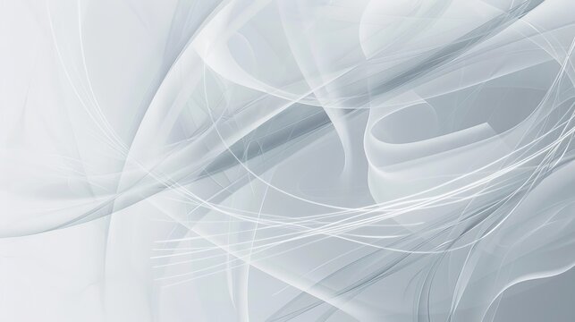 Abstract smooth lines and waves design in shades of white and gray. Graceful swirls and smooth flowing lines in a monochromatic abstract image