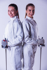 Beautiful female fencers