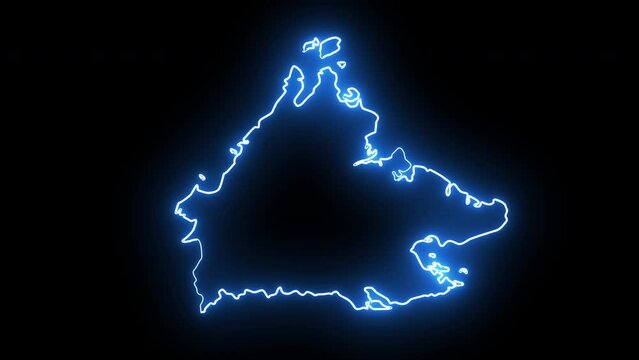 map of Sabah in malaysia with glowing neon effect