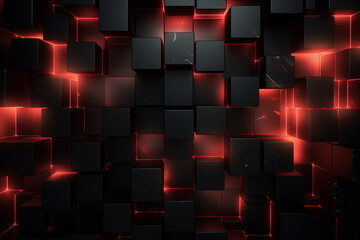 Black red abstract geometric pattern with squares Background