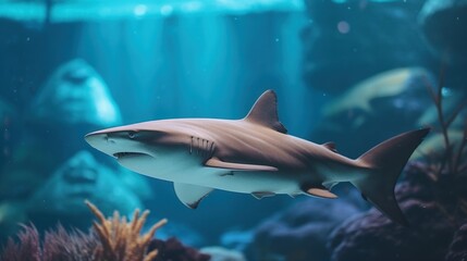 shark in the aquarium 8k photography, ultra HD - Powered by Adobe