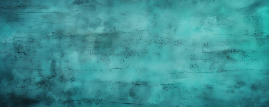 Teal barely noticeable color on grunge texture cement background pattern with copy space