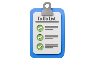 3d To do list paper sheet with checkmark icon concept. All tasks are completed. Planning sign design. Paper sheets with check mark. Minimal cartoon isolated on purple background. 3d rendering.