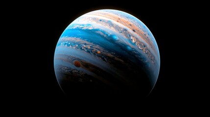  A close-up shot of a blue and orange planet on a black background, with a black sky in the background