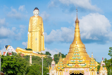 amazing view of pagodas complex at moniwa, myanmar	