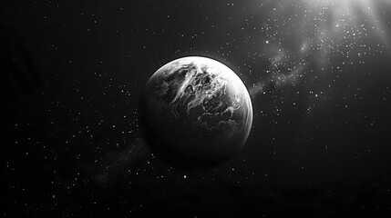 Black and white illustration of a planet - obrazy, fototapety, plakaty