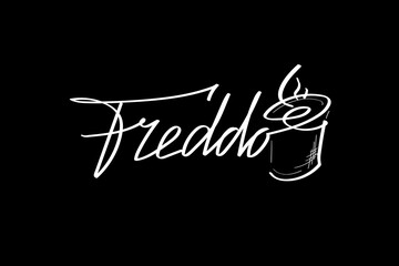 Freddo coffee. Lettering vector illustration for poster, card, banner for cafe. Graphic design lifestyle lettering. Handwritten lettering design elements for cafe decoration and shop advertising