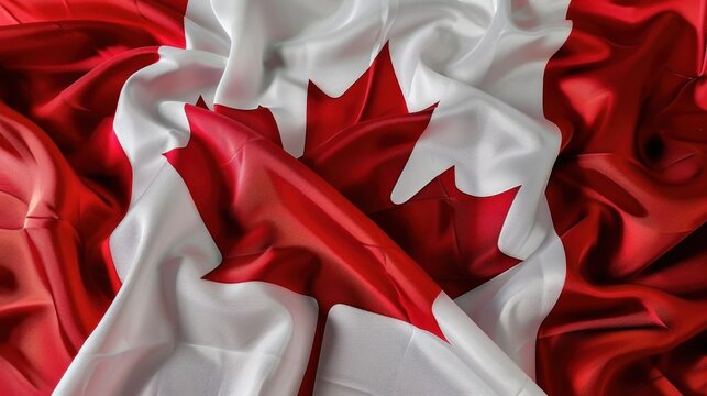 Close-up view of Canadian flag wave, Canadian flag in old retro background effect,