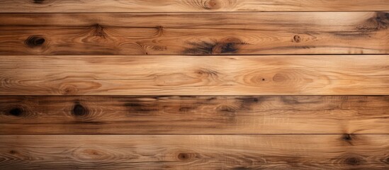 Fototapeta premium A closeup shot showcasing a brown hardwood plank wall with a blurred background, highlighting the beautiful wood grain pattern and texture