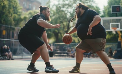 Hoops and Health: The Unlikely Baller - obrazy, fototapety, plakaty