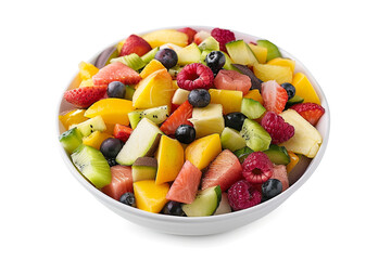 Mixed Fruit Salad in bowl isolated on white backgroundisolated on solid white background.