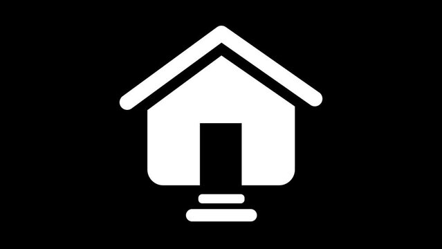 home icon on black background animation, house icon animation