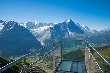 stunning view from lookout platform Grindelwald First, alpine landscape Bernese Oberland