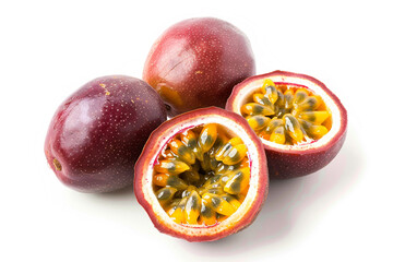 Passion fruit isolated on white background. Collectionisolated on solid white background.