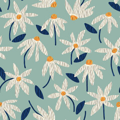 seamless pattern with flowers and leaves