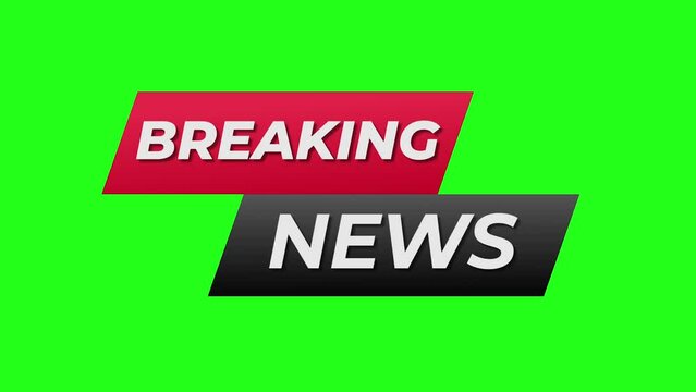 Breaking News - Lower third live breaking news brackground green screen and seamless looping ticker with blank text boxes.