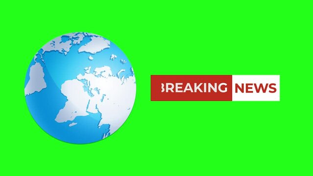 Breaking News - Lower third live breaking news brackground green screen and seamless looping ticker with blank text boxes.