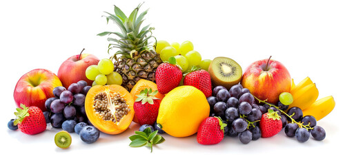 Naklejka na ściany i meble Colorful Fruits composition Fresh ripe Fruits isolated on a white background