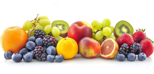 Colorful Fruits composition Fresh ripe Fruits isolated on a white background - obrazy, fototapety, plakaty