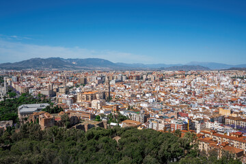Fototapeta na wymiar Aerial view of Downtown with Malaga Cathedral - Malaga, Andalusia, Spain