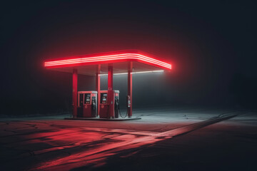 Neon Glow of a Lonely Gas Station
