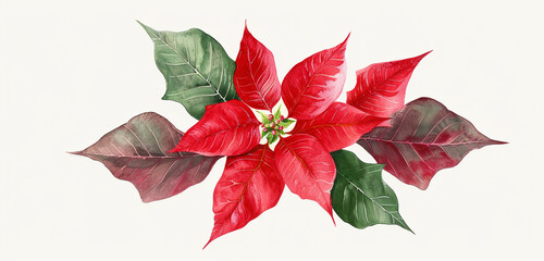 Create the illustration of one poinsettia on a white background
