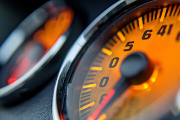 Close-Up of a Glowing Fuel Gauge