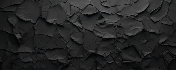 Black torn plain paper pattern background - obrazy, fototapety, plakaty