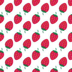 Strawberries seamless pattern. Summer berry vector background.  Vector template for fabric, textile, wallpaper, wrapping paper, etc.